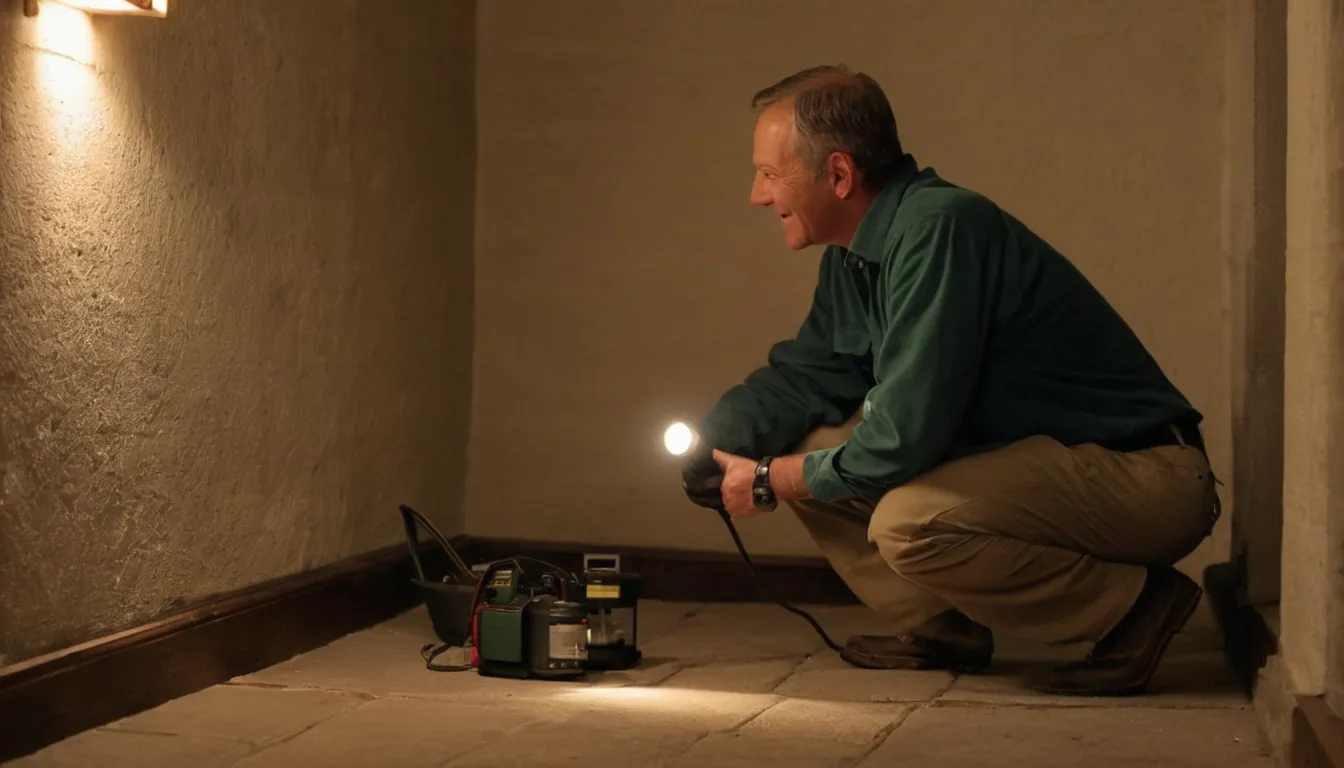 Provider inspecting a basement foundation wall for termite damage in a Bridgeport home